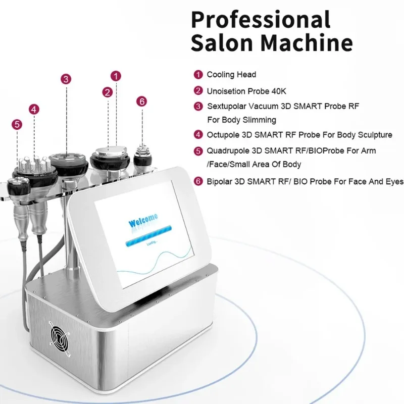 6 In 1 Cavitation Rf Machine 40K - 3D Ultrasonic 40K RF Cavitation Machine